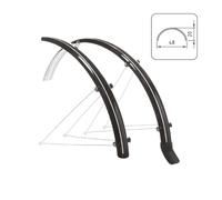 KIT PARAFANGHI ANTERIORE POSTERIORE CON PARASPRUZZO NERO WAG PER BICI 28 48mm