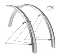 Kit Parafanghi Bici Urban 28 Policarbonato Argento Supporto Scorrevole Aste Cristina