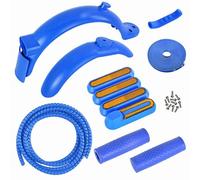 Kit parafanghi per monopattino elettrico, parafanghi anteriori e posteriori, paraspruzzi, coperture laterali, copertura freno a mano, striscia anticollisione per monopattino (Blu)
