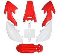 Kit parafango in plastica rosso bianco carena parafango kit - Kit di carena per moto compatibile con Honda CRF 50 XR 50 SDG SSR 107 110 125 Pit Dirt Bike