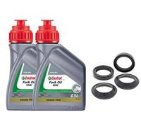 KIT PARAOLI PARAPOLVERE 41x54x11 DOPPIA MOLLA OLIO FORCELLA CASTROL FORK OIL 10W