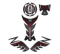 KIT PARASERBATOIO FRONTALE E LATERALE, PROTEZIONE TAPPO E VANO CHIAVE RESINATO ADESIVO EFFETTO 3D, COMPATIBILE CON KAWASAKI Z900 v2 (Rosso)