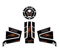 KIT PARASERBATOIO, PROTEZIONI LATERALI, PROTEZIONE TAPPO, RESINATI ADESIVO EFFETTO 3D, COMPATIBILE CON KTM DUKE 890 R THE SCALPEL (Nero v2)