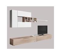 KIT PARETE ATTREZZATA DECO' CM. 260X42X32H ROVERE/BIANCO