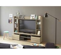 KIT PARETE ATTREZZATA MOBILE COMPLETO SALA PORTA TV CM165X150X40 ROVERE MENSOLA