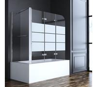 Kit Parete Doccia con pareti Laterali, Vasca da Bagno Pieghevole in 3 Parti, divisorio, Parete Vasca da Bagno Pieghevole, divisorio Vasca da Bagno,A1,120x75x140cm
