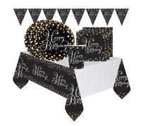 Kit party Happy Birthday per 16 persone set celebrazione elegante oro 2003
