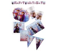 Kit Party Tavola Anna ed Elsa Frozen 2 per 24 Persone per Feste di Compleanno (Deluxe)