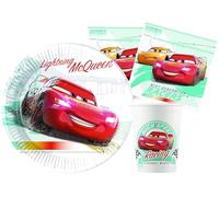 Kit Party Tavola Disney Cars High Speed in carta FSC compostabile per 8 persone (36 pezzi: 8 piatti Ø23cm, 8 bicchieri, 20 tovaglioli)