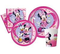 Kit Party Tavola Disney Minnie Junior per 24 persone (112 pezzi: 24 piatti Ø23cm, 24 piatti Ø20cm, 24 bicchieri 200ml, 40 tovaglioli 33x33cm)