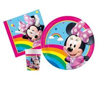 Ciao- Kit Party Tavola Disney Minnie Rainbow Persone (88 Pezzi Piatti Ø23cm, 24 Bicchieri 200ml, 40 tovaglioli 33x33cm), Multicolore, AZ076