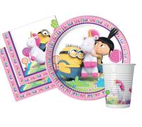 Kit Party Tavola Fluffy per 8 persone (36 pezzi: 8 piatti carta Ø23cm, 8 bicchieri plastica 200ml, 20 tovaglioli carta 33x33cm)