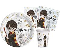Kit Party Tavola Harry Potter in carta FSC compostabile per 8 persone (50 pezzi: 8 piatti Ø23cm, 12 bicchieri, 30 tovaglioli)