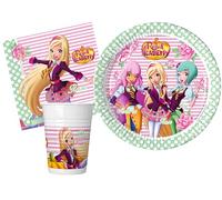 Kit Party Tavola Regal Academy per 24 persone (88 pezzi: 24 piatti carta Ø23cm, 24 bicchieri plastica 200ml, 40 tovaglioli carta 33x33cm)
