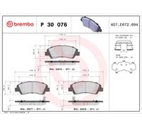 BREMBO pastiglie freno P30076 132,5x50,4 spessore 16,7 mm con avvisatore acustico