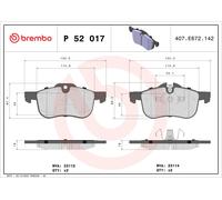 BREMBO P52017 Kit pastiglie freno per ROVER 75 (RJ), 75 I Tourer (RJ)