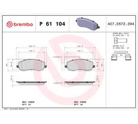 Kit pastiglie freno anteriore BREMBO P 61 104 per PEUGEOT 807 2.0 HDi