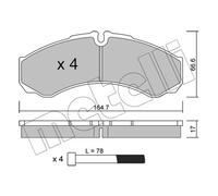 Kit pastiglie freno anteriore METELLI 22-0212-3 per IVECO DAILY III Camionnette