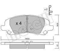 Kit Pastiglie Freno Freno A Disco Metelli 22-0861-0 per Chrysler Dodge Lancia