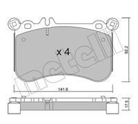 Kit pastiglie freno anteriore METELLI 22-1133-0 per MERCEDES W212)