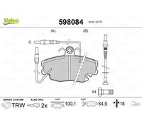 Kit pastiglie freno anteriore VALEO 598084 per PEUGEOT 309 II 158CV