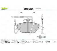 Kit pastiglie freno anteriore VALEO 598084 per RENAULT 25 156CV