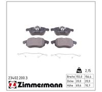 Kit pastiglie freno anteriore ZIMMERMANN 23402.200.3 per OPEL VECTRA 1.9 CDTI