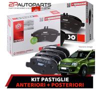 KIT PASTIGLIE FRENO ANTERIORI + POSTERIORI FERODO FIAT PANDA 1.4 NATURAL POWER