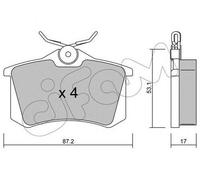 Kit pastiglie freno CIFAM 822-100-1 asse posteriore