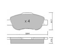 KIT PASTIGLIE FRENO FIAT PANDA (169) 2003-2012 BPM 1100.00 ( Impianto BOSCH )