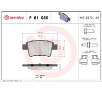 Kit Pastiglie Freno Freni a Disco Posteriore BREMBO per Citroen C4 I Berlina