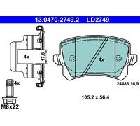 Kit pastiglie freno, Freno a disco Assale posteriore per AUDI SEAT SKODA VW A3 A
