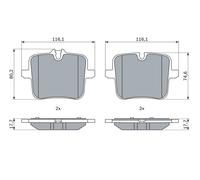 Kit pastiglie freno, Freno a disco Assale posteriore per BMW ROLLS-ROYCE 5 7 8 C