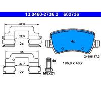 Kit pastiglie freno, Freno a disco ATE 13046027362 compatibile con VOLVO