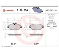 Kit pastiglie freno, Freno a disco BREMBO P 06 034 per BMW 1 (E87) 2 2004-2007