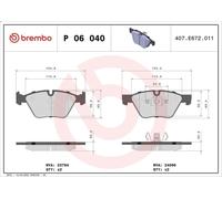 Kit pastiglie freno, Freno a disco BREMBO P 06 040 per BMW 3 (E90) 2 2007-2011