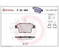 Kit pastiglie freno, Freno a disco BREMBO P 24 063 per X-TYPE I (X400) 2 2003-