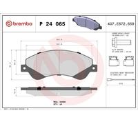 Kit pastiglie freno, Freno a disco BREMBO P 24 065 per TRANSIT Furgone 2.2 2007-