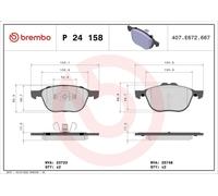 Kit pastiglie freno, Freno a disco BREMBO P 24 158 per FORD KUGA I 2 2008-2012
