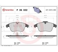 Kit pastiglie freno, Freno a disco BREMBO P 36 022 per XF I (X250) 3 2008-2015