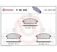 Kit pastiglie freno, Freno a disco BREMBO P 56 040 per MDX (YD1) 3.5 2001-2005