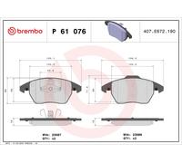 Kit pastiglie freno, Freno a disco BREMBO P 61 076 per PEUGEOT RCZ 2 2010-2015