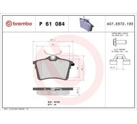 Kit pastiglie freno, Freno a disco BREMBO P 61 084 per PARTNER TEPEE 1.6 2008-