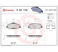 Kit pastiglie freno, Freno a disco BREMBO P 61 113 per C4 CACTUS 1.6 2014-2018