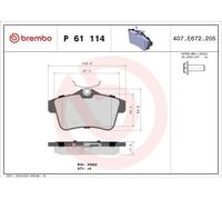 Brembo P 61 114 - Pastiglia Freno - Posteriore