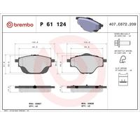 Kit pastiglie freno, Freno a disco BREMBO P 61 124 per C4 PICASSO II 1.6 2013-