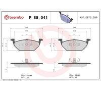 Kit pastiglie freno, Freno a disco BREMBO P 85 041X per A3 (8L1) 1.8 1996-2003