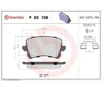 Kit pastiglie freno, Freno a disco BREMBO P 85 108 per CC B7 (358) 2 2011-2016