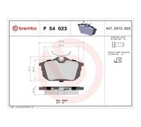 Set di pastiglie freno BREMBO P 54 023, posteriore