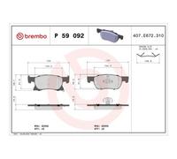 Kit Pastiglie Freno Freno A Disco Brembo P59092 Prime Line per Opel Vauxhall